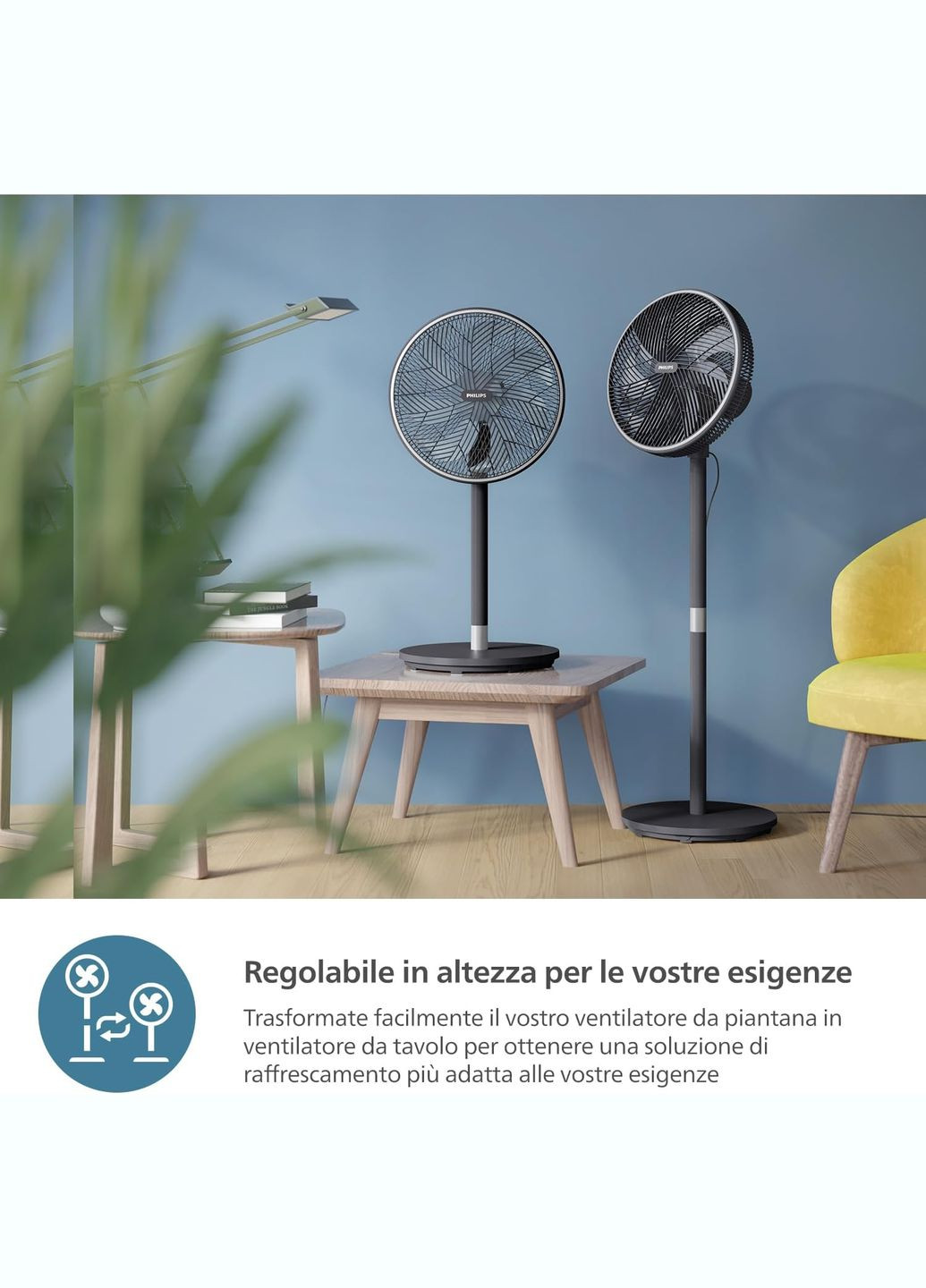 Вентилятор напольный Series 3000, 40см, 48Вт, управление через смартфон, регулировка высоты, Philips (342114014)