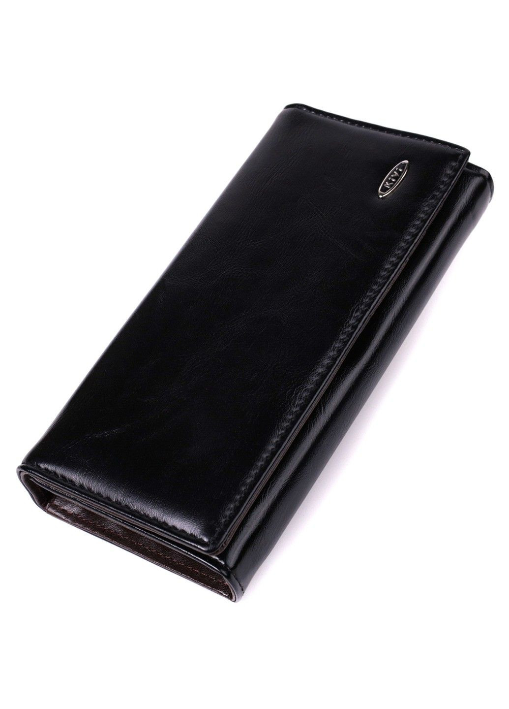 Горизонтальний жіночий гаманець із натуральної шкіри 19087 Чорний KIVI (292849591)