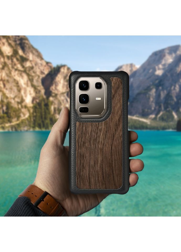 Шкіряна накладка WoodBacker для Infinix Note 50 Pro Plus 5G Чорний (79748) Stenk (362376431)