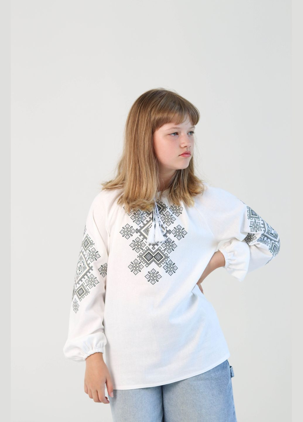 Белая детская вышиванка фаддея из льна и хлопка - традиционная украинская вышиванка Piccolo узор орнамент лен (340646735)