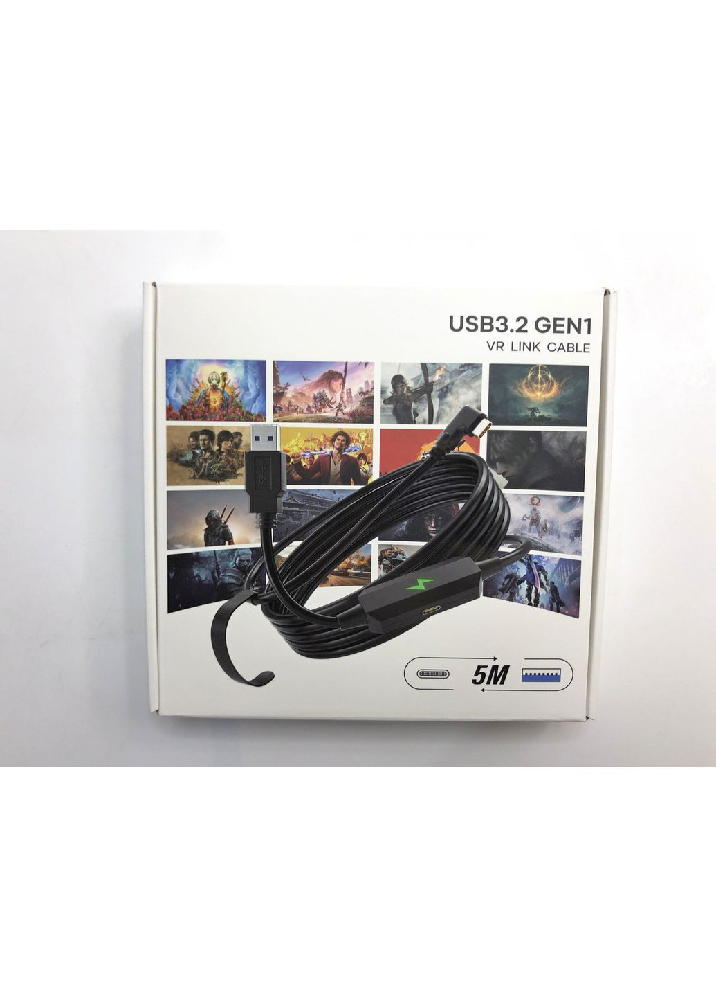 Кабель Link USB 3.2 Type-C 5 м з підсилювачем для Quest 2/3/Pro/Pico 4 живлення 9V 2A ( код: AC-5mGB9V2A ) Oculus (367057117)