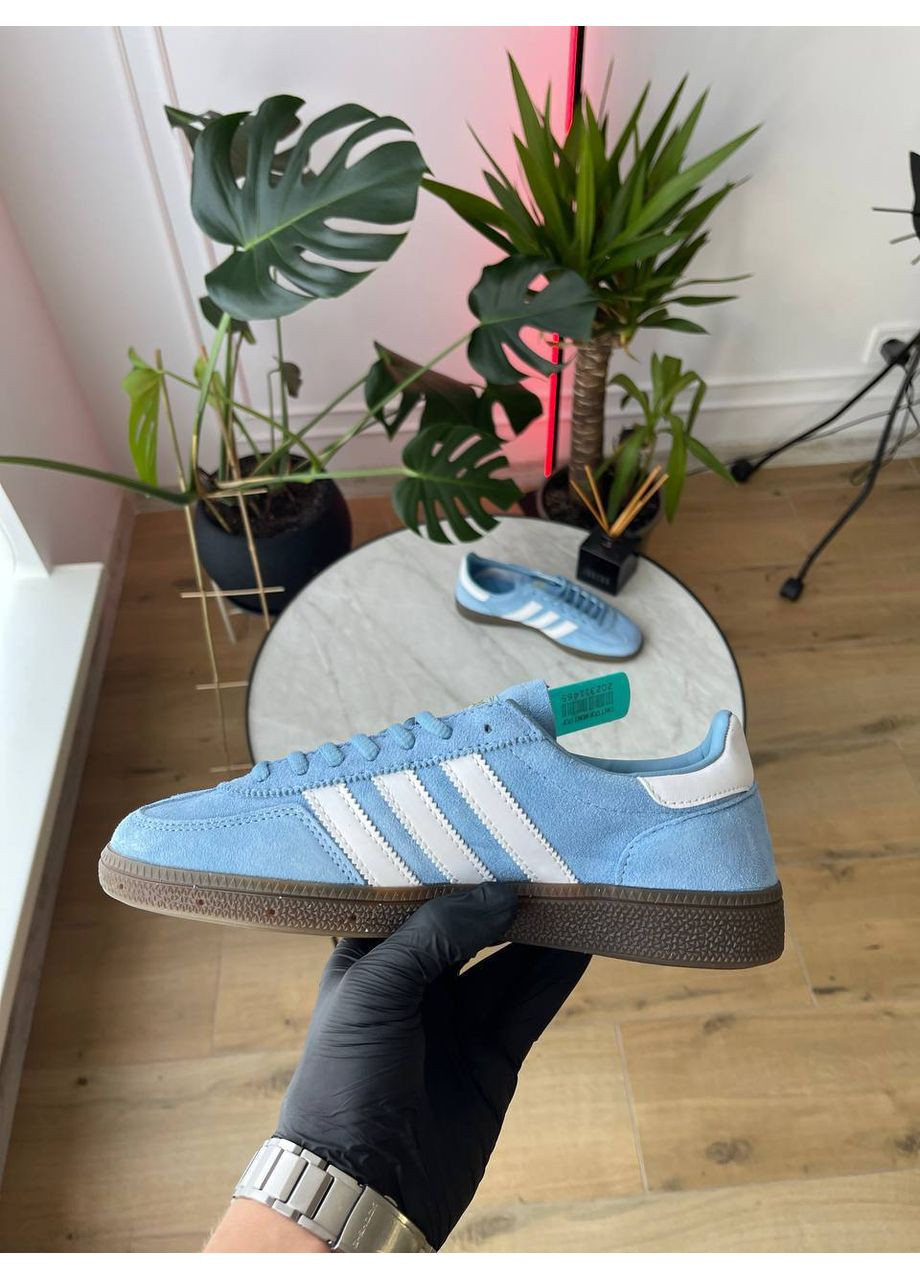 Голубые демисезонные кроссовки мужские и женские adidas spezial handball blue white | адидас специал голубые No Brand