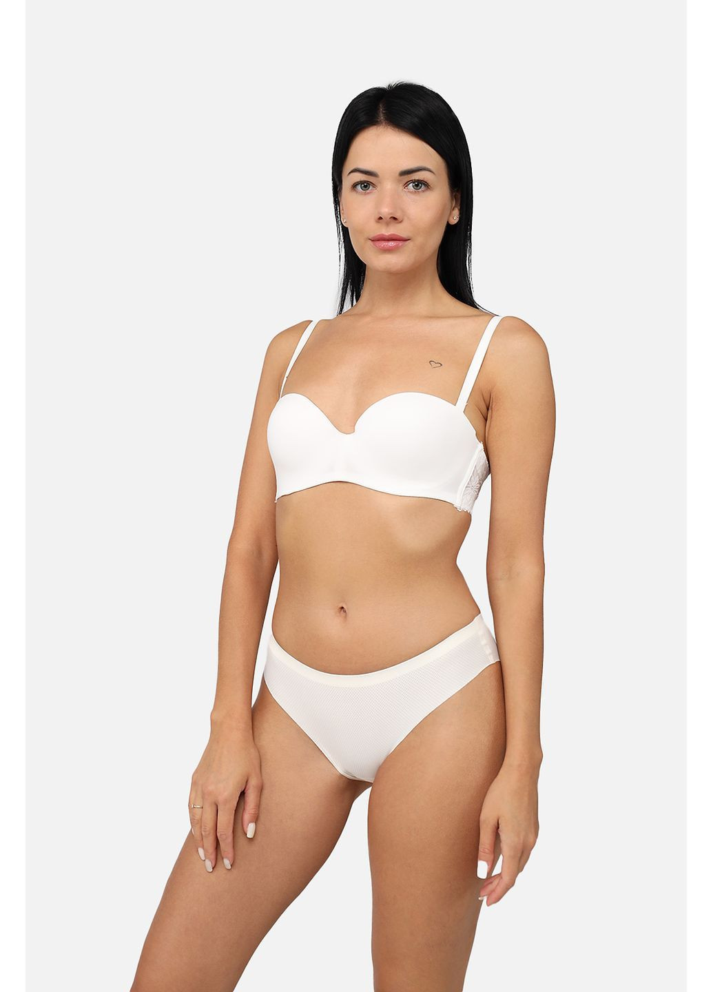 Білий бюстгальтер балконет жіночий колір білий цб-00278899 No Brand мереживо