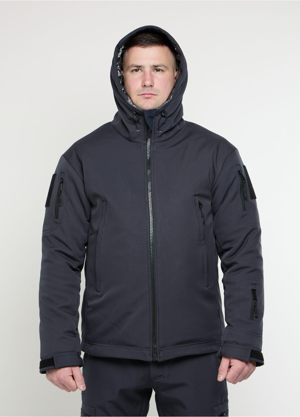Темно-синяя зимняя куртка мужская зимняя темно-синяя UKM Softshell