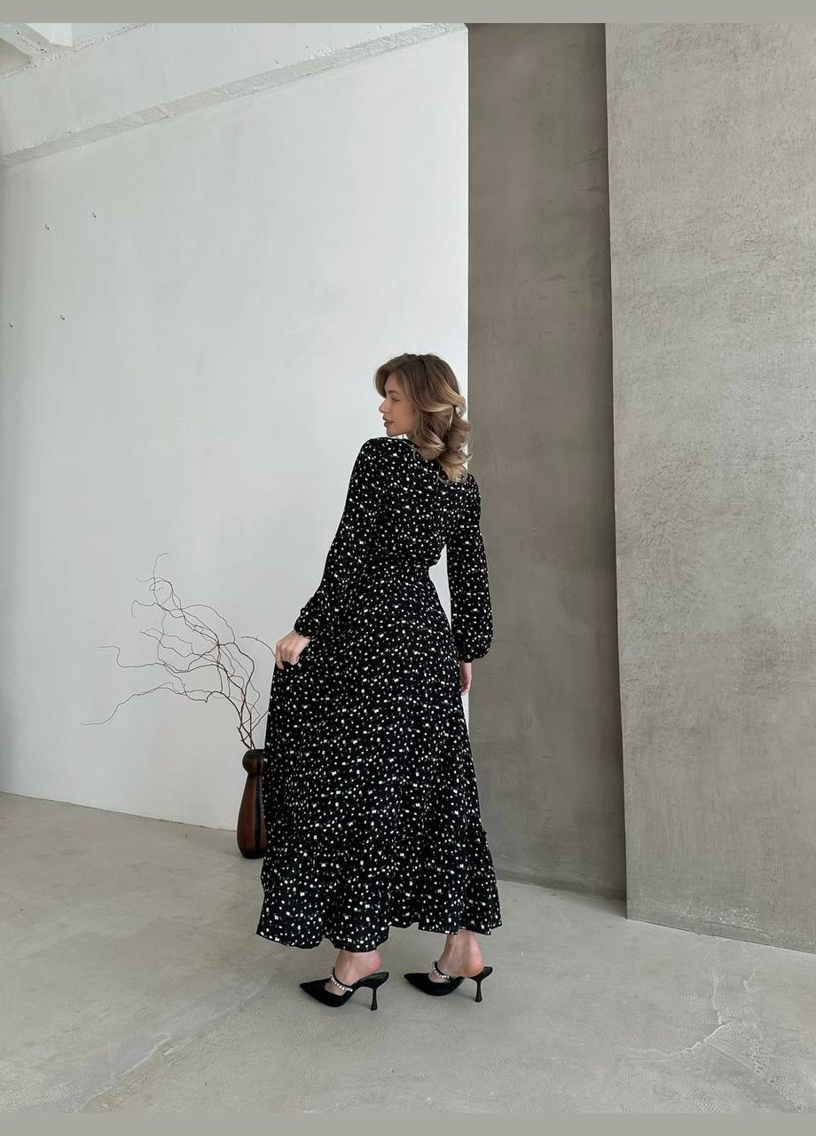 Чорна повсякденний сукня кльош Garna з абстрактним візерунком