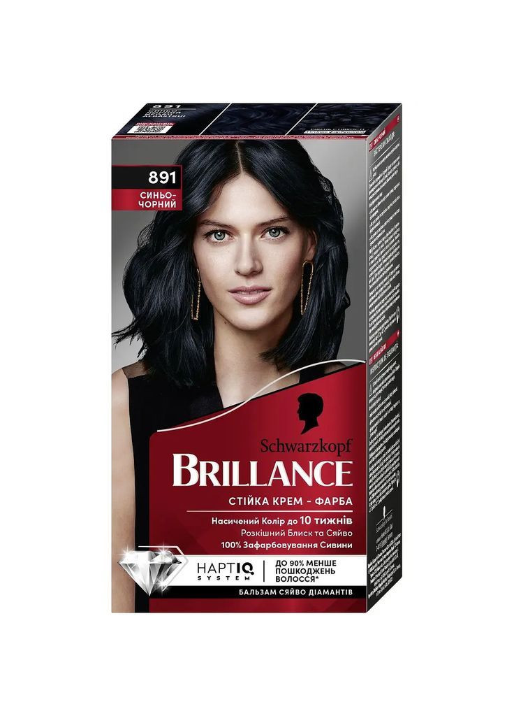 Фарба для волосся 891 Синяво-чорний, 143,7 мл Brillance 2025003 (366529803)