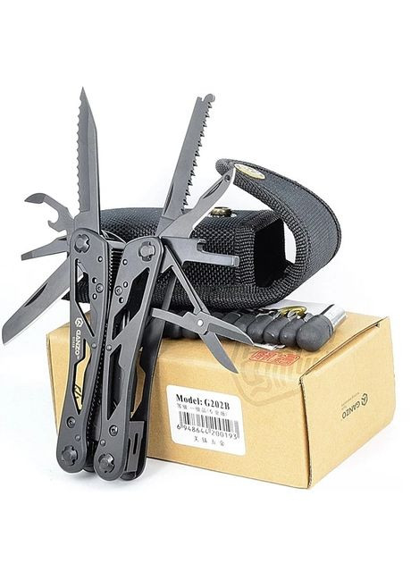 Мультитул G202B Black - багатофункціональний інструмент з набором біт, 24 функції Ganzo (363132369)