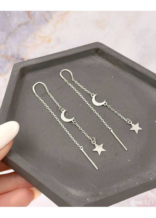 Срібні сережки Місяць і зірка No Brand (354721526)
