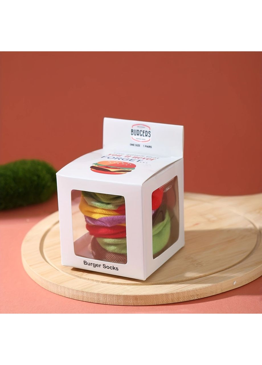 Комбіновані подарункові шкарпетки "міні-бургер", 1 пара, у пакованні, унісекс (363042356)