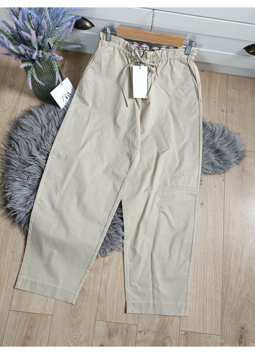 Штани barrel fit з контрастним поясом Zara (355801460)