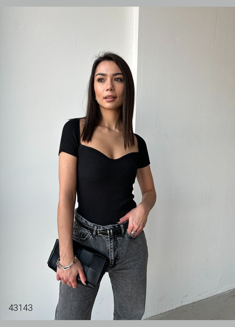 Черный демисезонный джемпер женский с короткими рукавами джемпер Liton