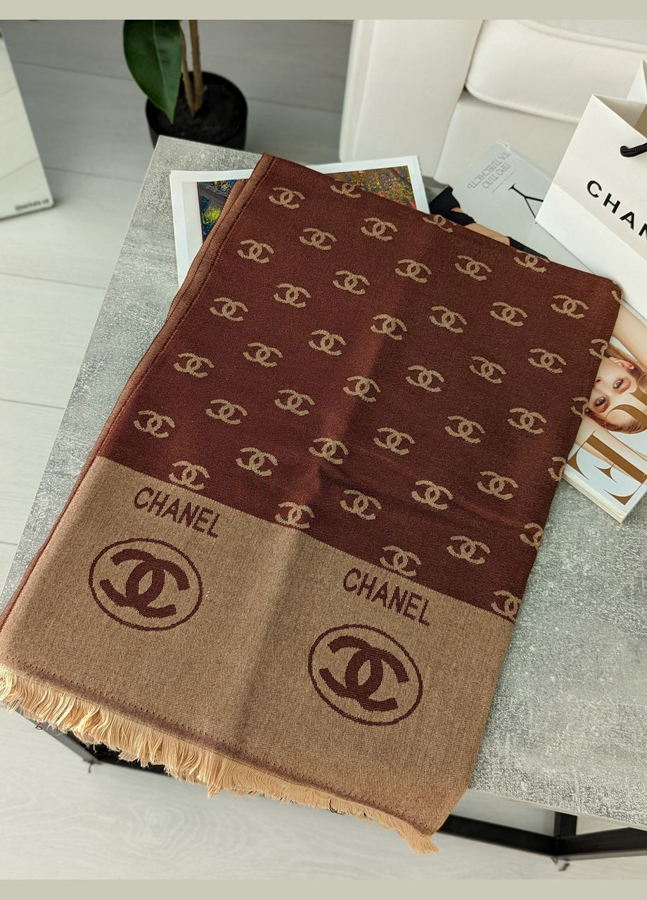 Палантин, Хустка Жіночий Шарф двосторонній коричнево-бежевий No Brand (322464341)