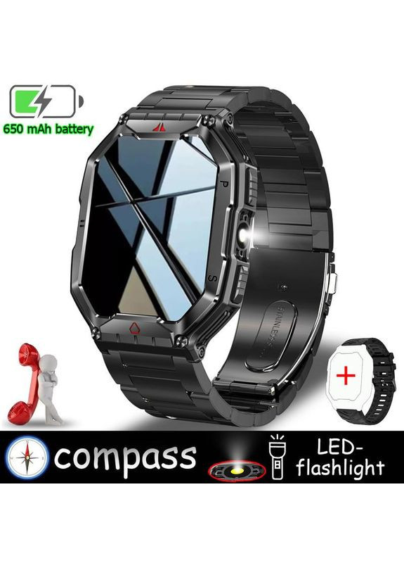 Смарт-часы мужские тактические с компасом, с фонариком и украинским языком, батарея 650mAh Smart Watch (331146231)