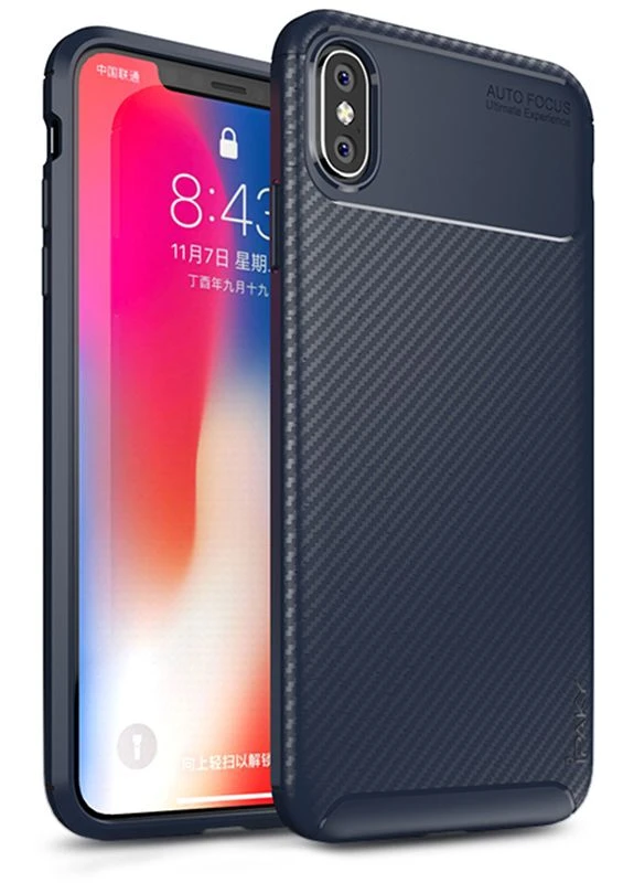 Чехолнакладка Carbon Fiber Series/Soft TPU Case Apple iPhone XS Max Blue iPaky (301783223)