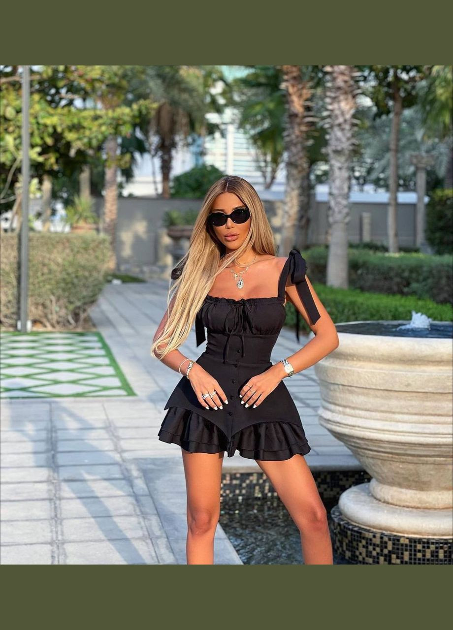 Чорна кежуал сукня міні з баскою без рукавів з баскою Adelante однотонна