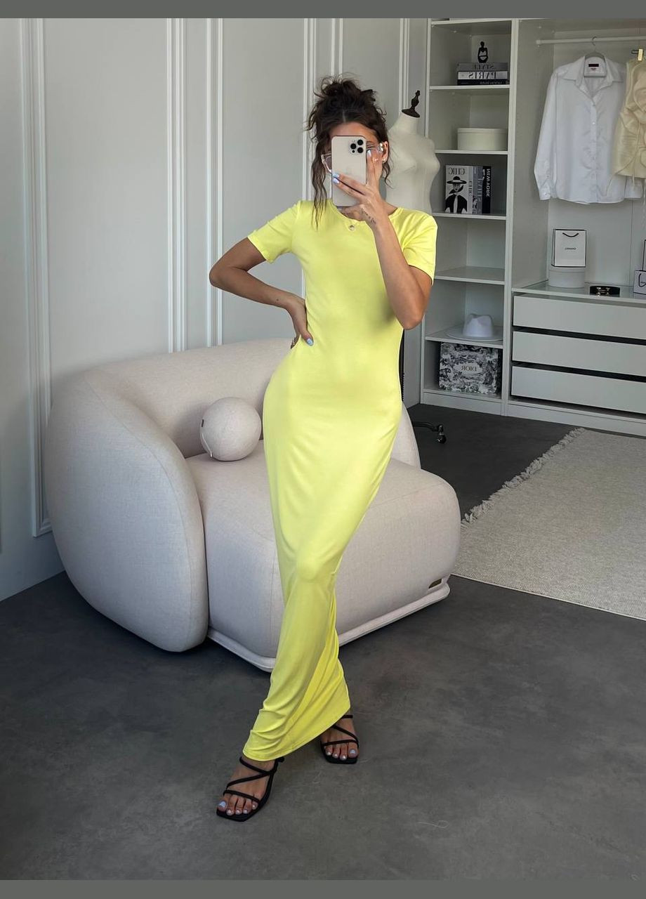 Желтое повседневный платье DK/DL Мода без кордонів однотонное