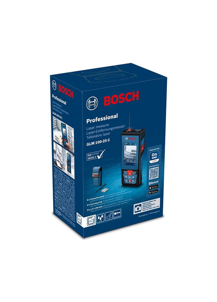 Лазерный дальномер GLM 100-25 C (AA 1.5V, 100 м, красный) с функцией Bluetooth (25258) Bosch (327092475)