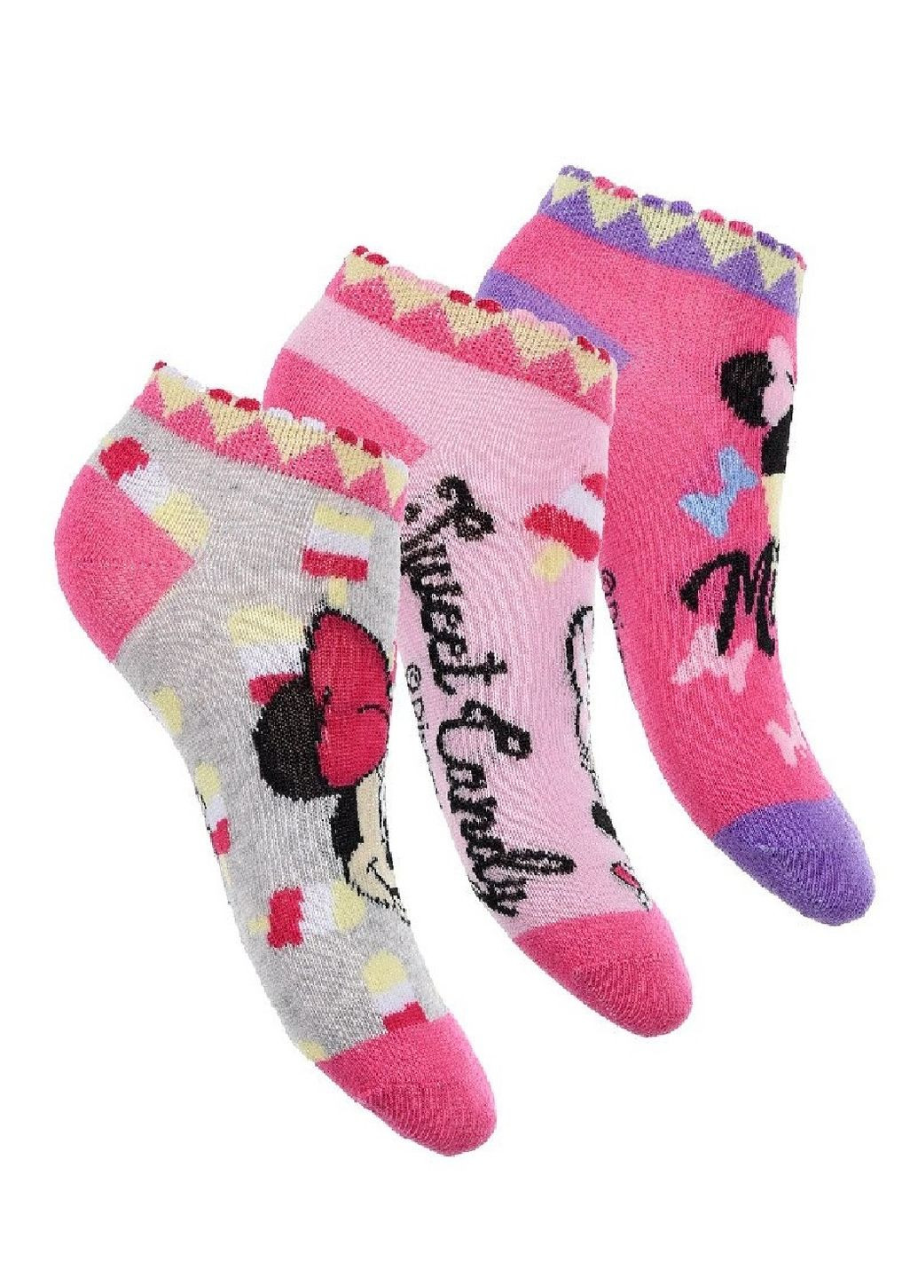 Носки 3 пары Minnie Mouse (Минни Маус) UE06092 EU Disney шкарпетки 3шт. (292142653)