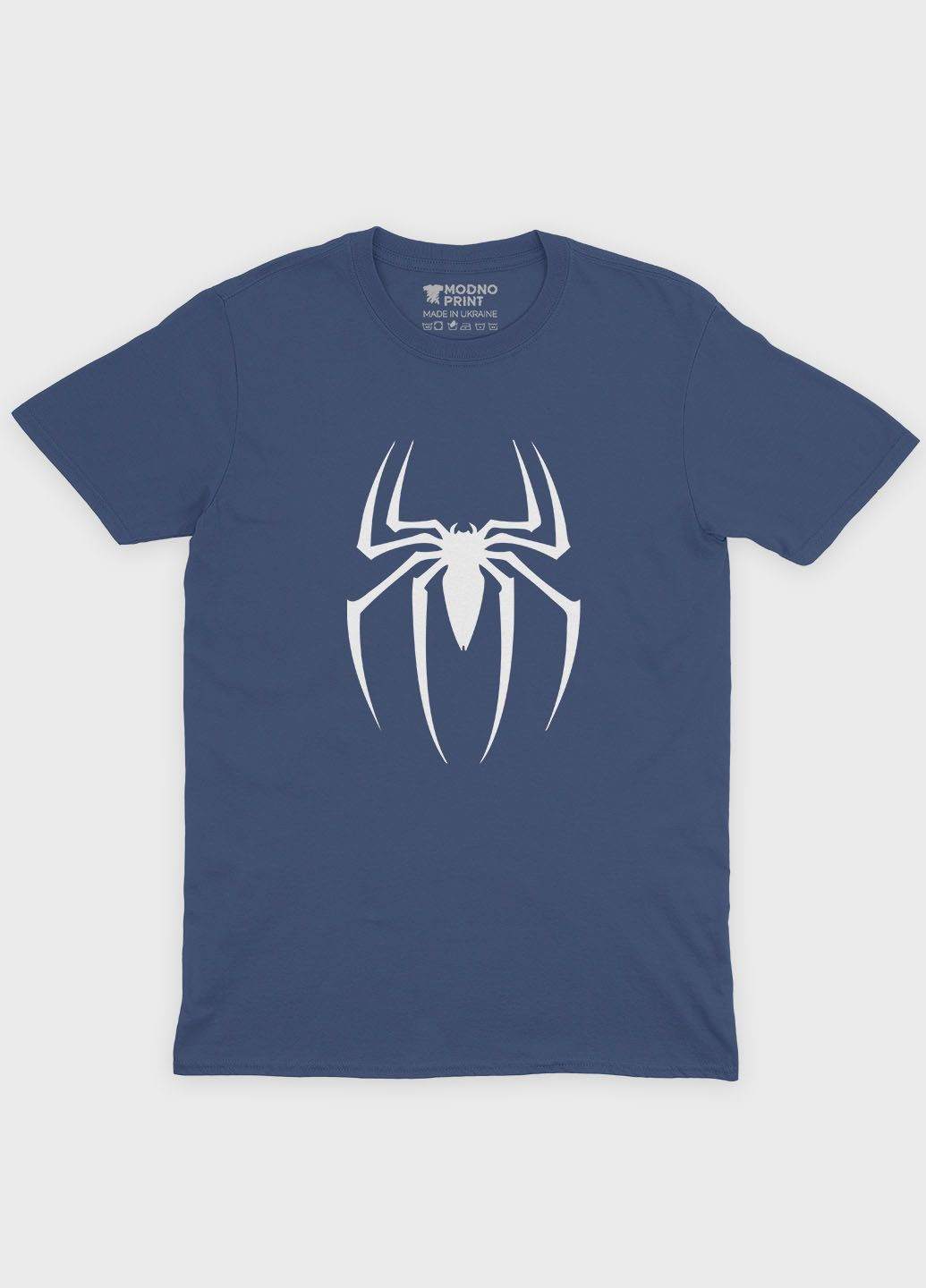 Темно-синяя демисезонная футболка для девочки с принтом супергероя - человек-паук (ts001-1-nav-006-014-106-g) Modno