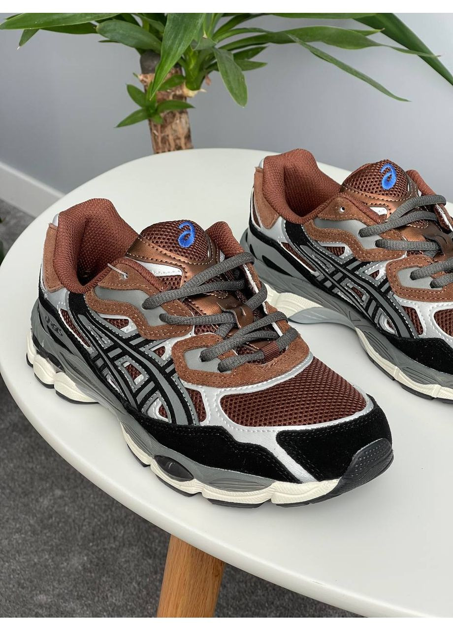 Коричневі Осінні кросівки чоловічі і жіночі asics gel-nyc brown black grey | асікс гель-нюк коричневі No Brand