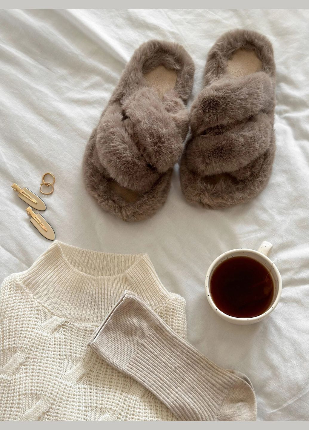 Коричневые домашние тапочки Fashion