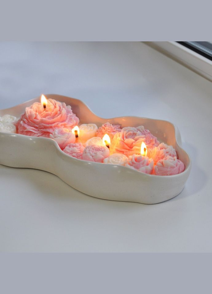 Большая ароматическая свеча ручной роботы из соевого воска "Цветы" SP2419, 800 г Spokiy (322948830)