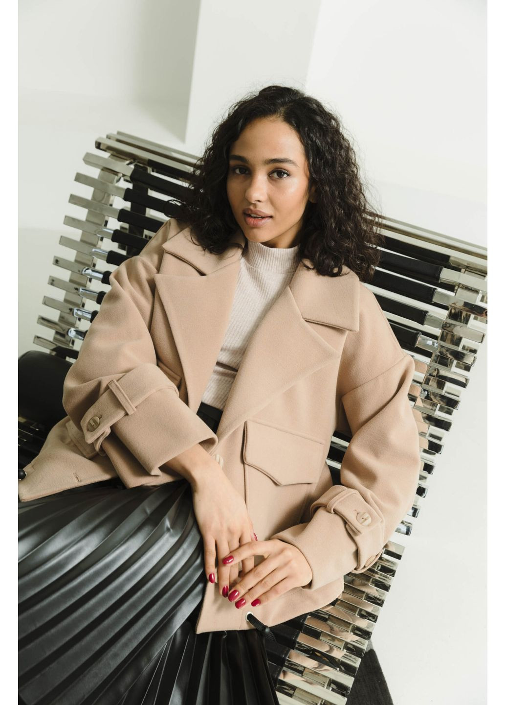 Бежеве демісезонне Укорочене пальто 2141.5615 Seventeen