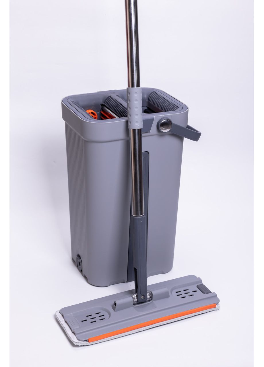 Телескопическая швабра с плоской насадкой ведро с двумя секциями для мытья пола и отжима, комплект для уборки HP-35015-20 Household (372155162)