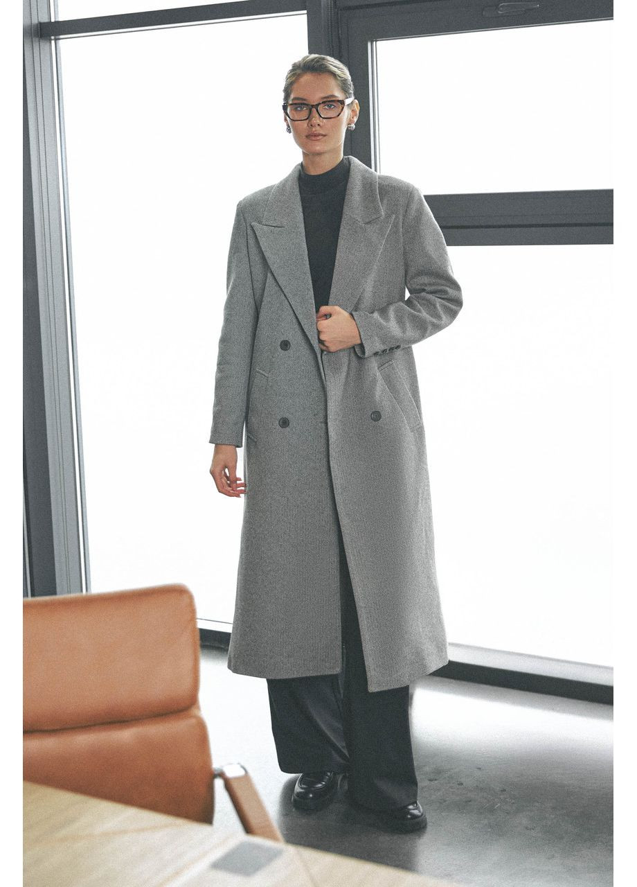 Сіре демісезонне Сіре пальто із французького кашеміру Seventeen