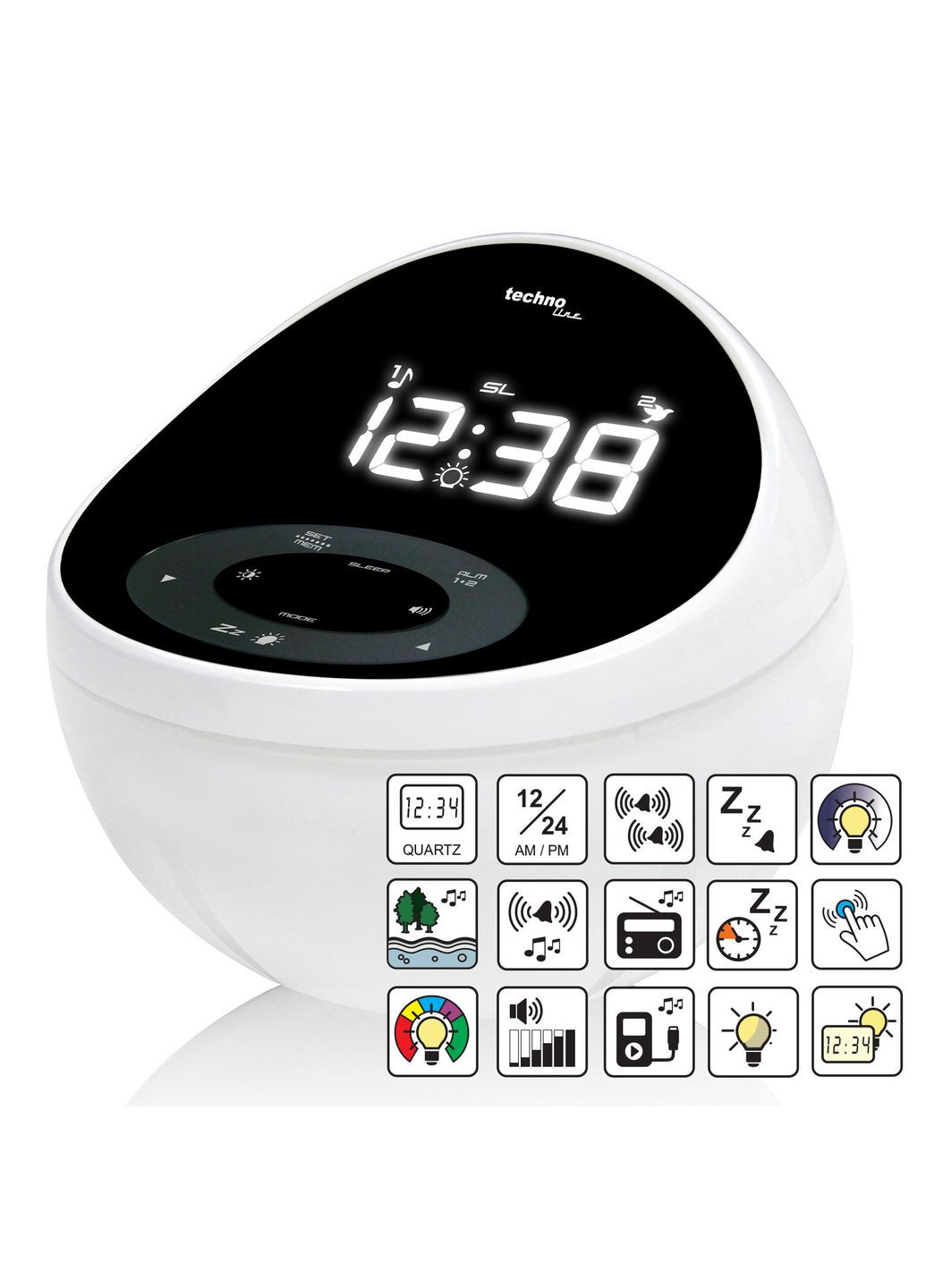 Часы настольные с радио WT500 Black/White (WT500) Technoline (315937388)