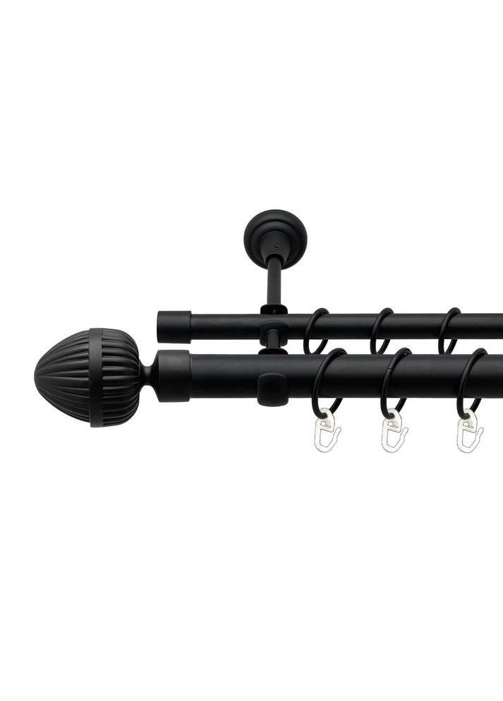 Карниз Одеон металевий дворядний відкритий гладка труба Чорний Оксамит 25\16 мм 200 см (00-00020841) ORVIT (300691441)