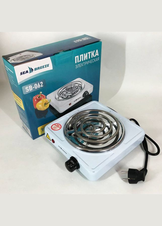 Настільна плита електрична SB-062 1000 Вт, настільна одноконфоркова, плита побутова Sea Breeze (365670333)