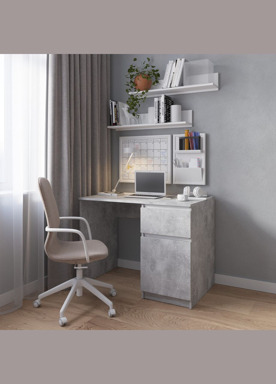 Комп'ютерний стіл, письмовий стіл з тумбою справа з фасадами без ручок R-18 VAYS (372704259)