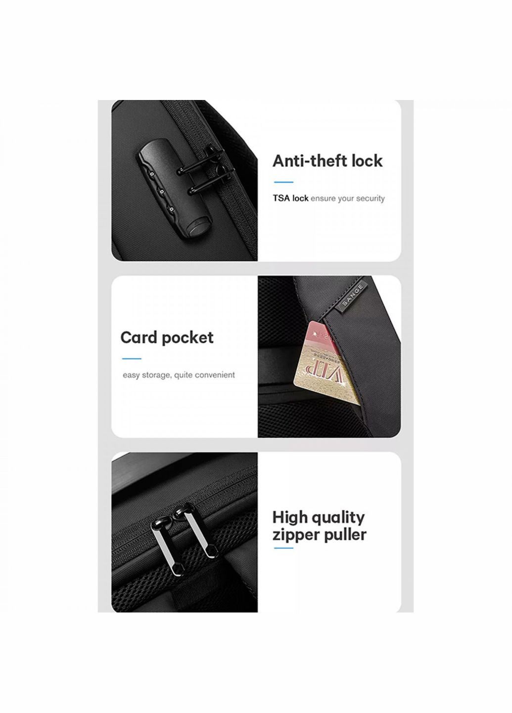 Рюкзак () 15.6" з USB + Type-C Bange BGS7225 Black (366288907)