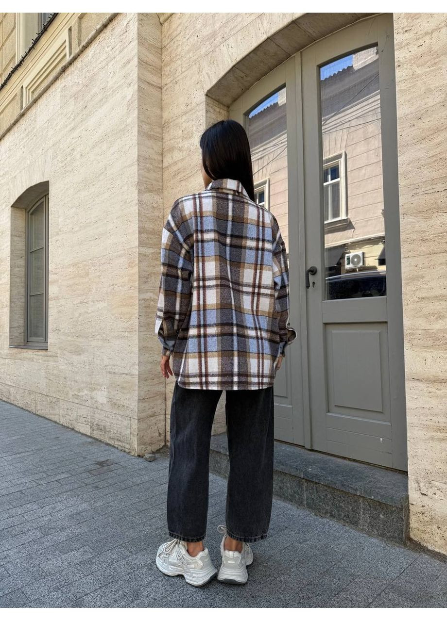 Голубой кэжуал рубашка в клетку Україна с длинным рукавом