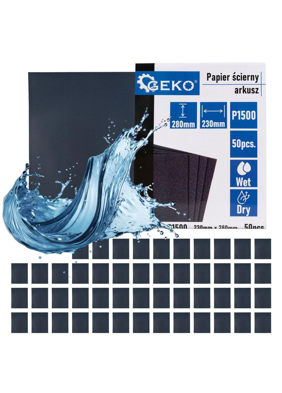 Шлифовальный лист на бумаге абразивный водостойкий 230х280мм P1500 Geko (314540858)