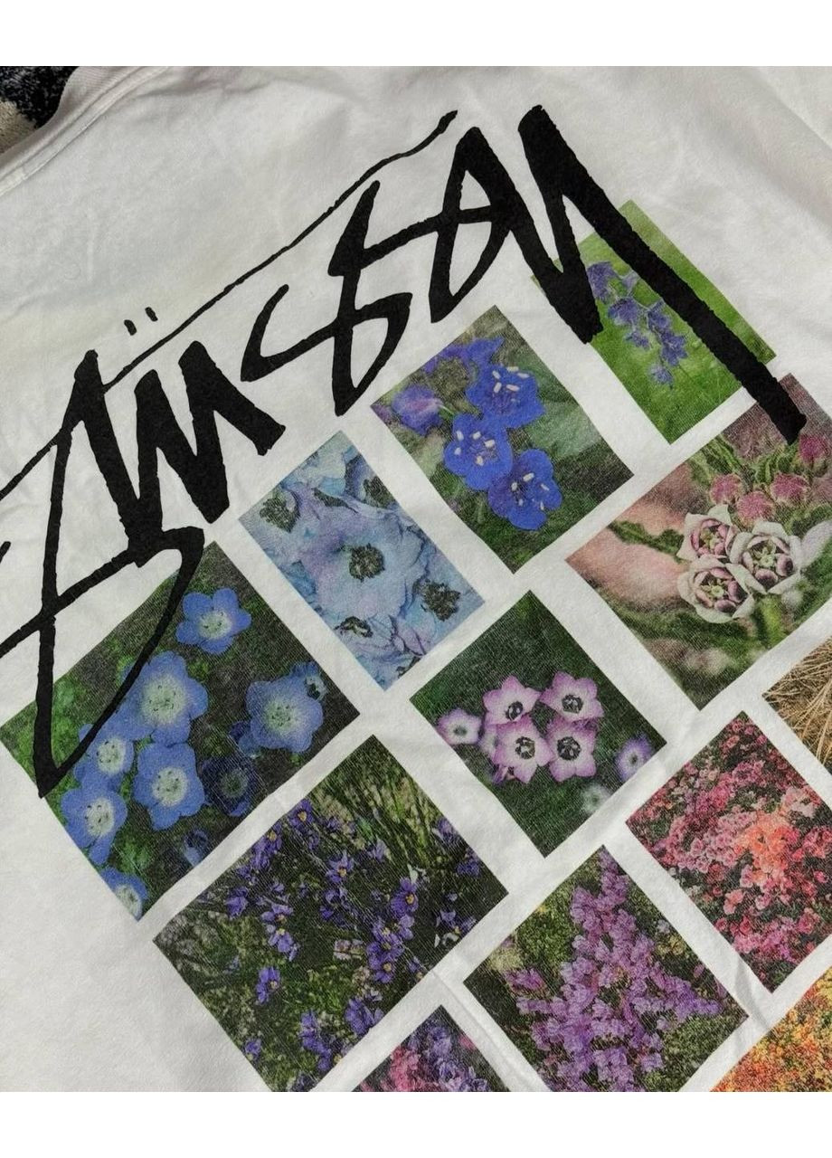 Біла футболка чорна, біла з красивим переднім принтом в стилі stussy No Brand