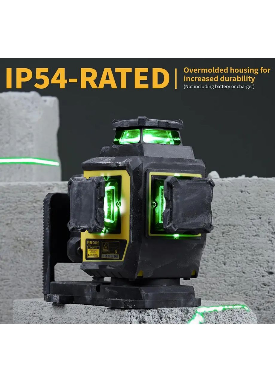 Лазерний рівень нівелір F95T-XG 3D 360 (12 ліній) 4000 мА з 2 акумуляторами Firecore (367580902)
