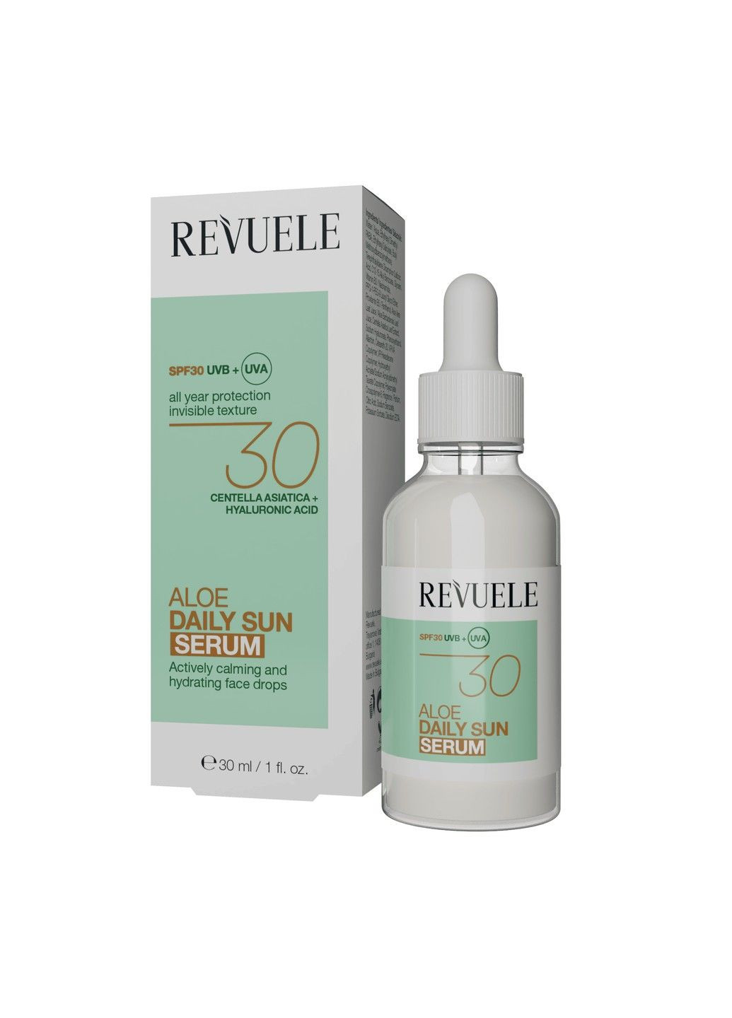 Сироватка для обличчя SPF30 aloe daily sun 30 мл REVUELE (335371572)