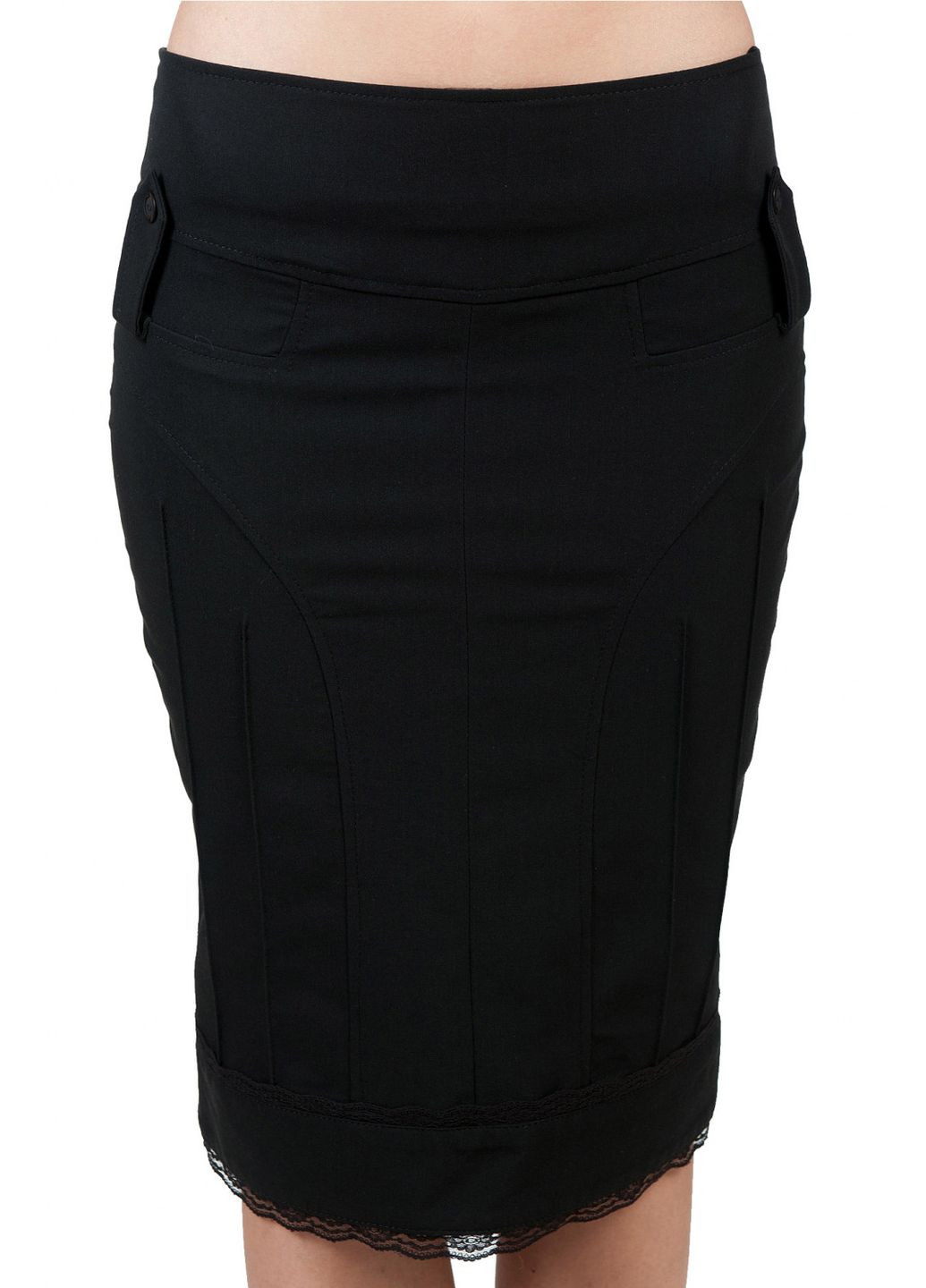 Черная женская юбка ниже колена с узким кроем на молнии (ll75520090) LadyLike