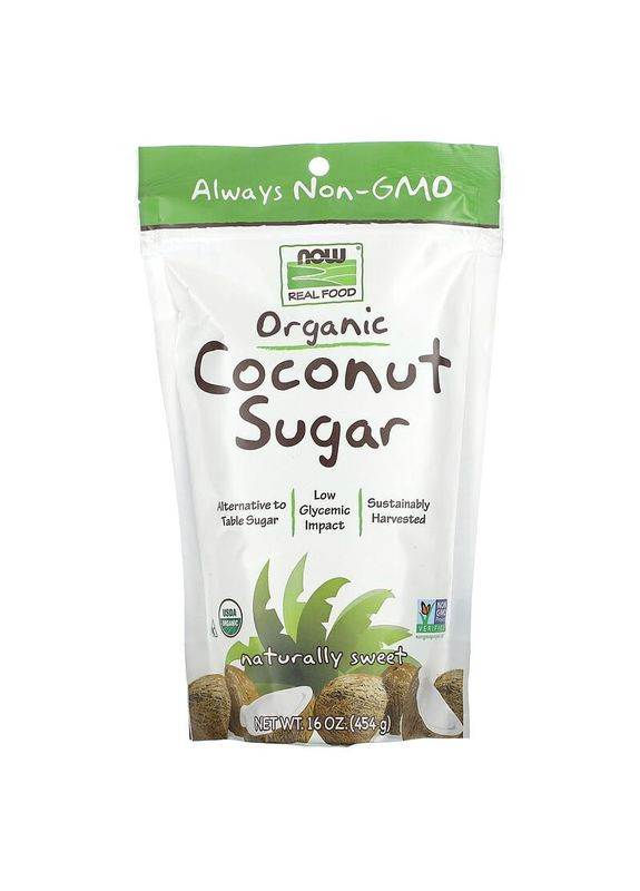 Кокосовый сахар, Coconut Sugar,, Real Food, органик, 454 гр Now Foods (351383400)