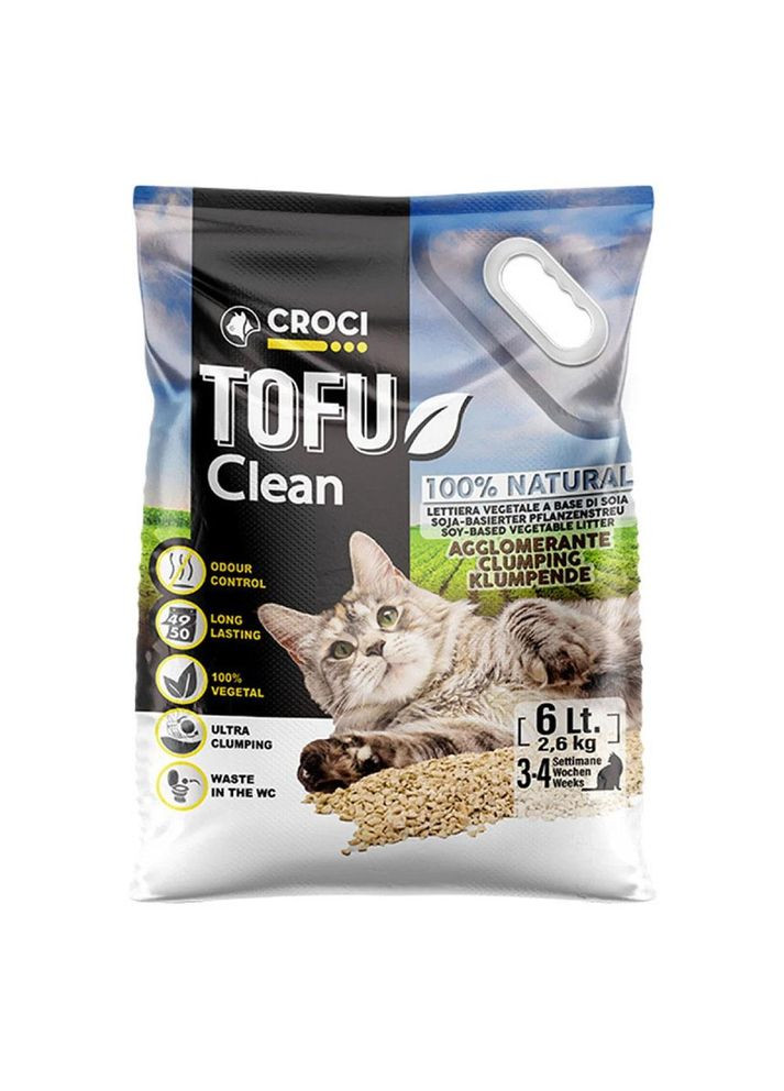 Соєвий наповнювач TOFU Clean без запаху, що комкується, 6 л/2,6 кг 138117 Croci (278308179)