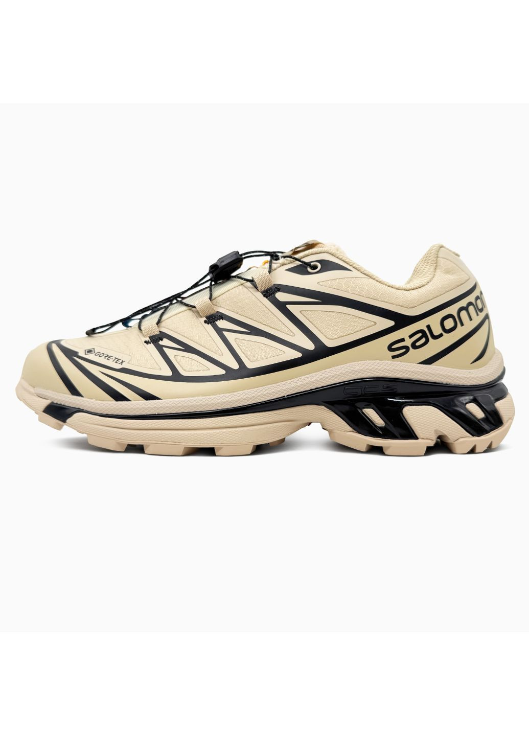 Бежевые демисезонные кроссовки мужские salomon xt-6 gore-tex beige black | саломон хт-6 бежевые No Brand