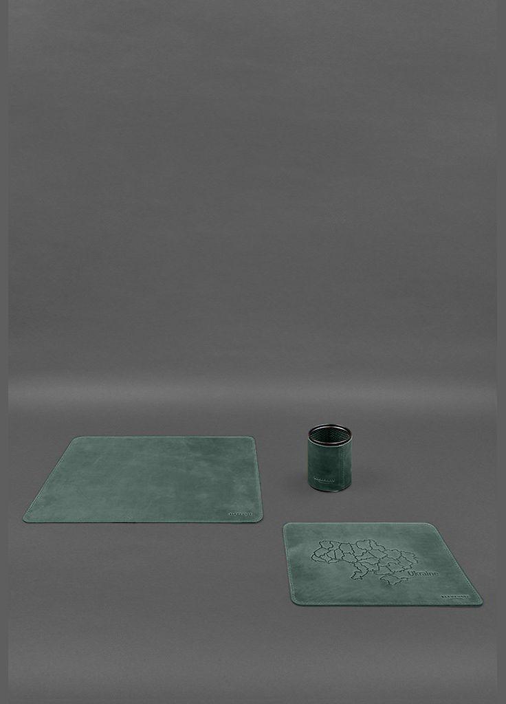 Настільний набір із натуральної шкіри 5.0 з мапою України Зелений Crazy Horse (A-028352) BlankNote (330144409)