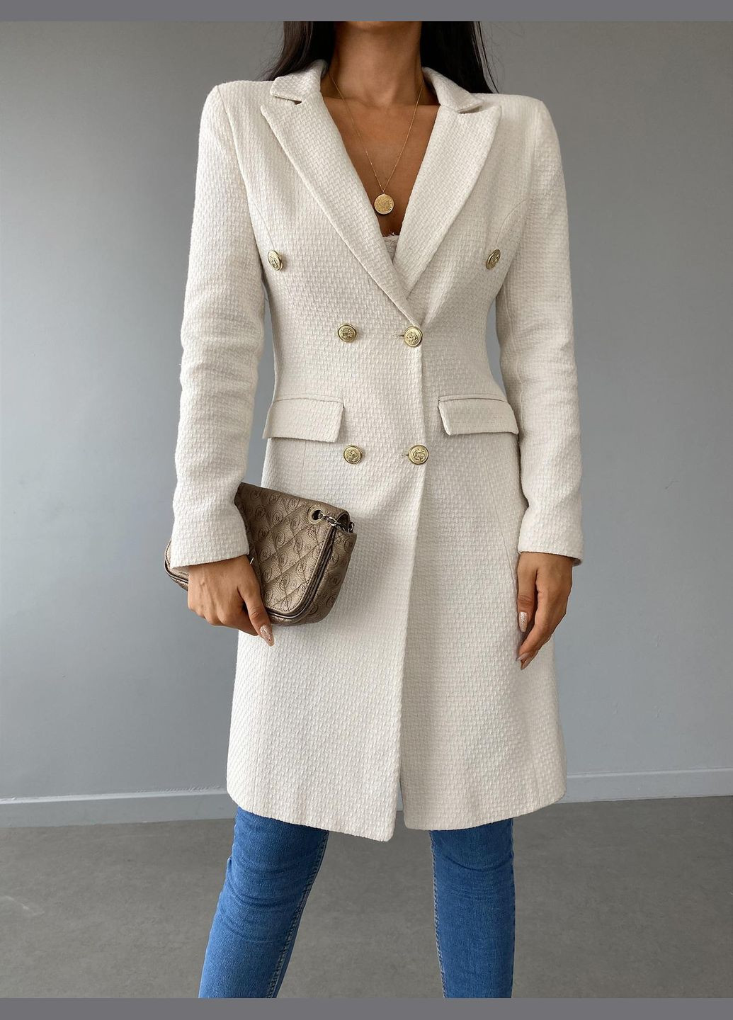 Айвори демисезонное Пальто SHEIN