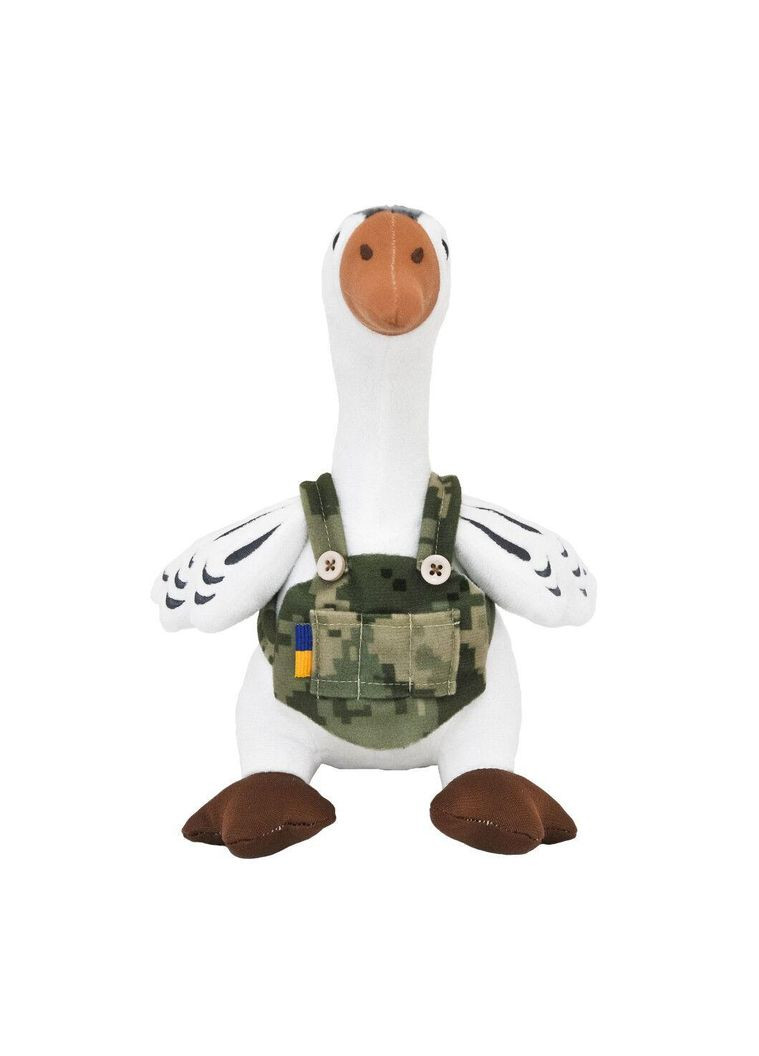 Патріотична плюшева гіпоалергенна іграшка Гусак захисник 21 см з плитоноскою й українським прапором Tigres (322777214)