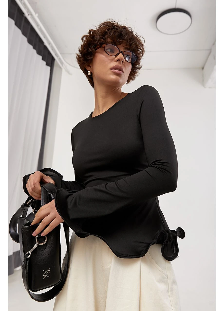Элегантный лонгслив с волнообразными краями Lurex (378420041)