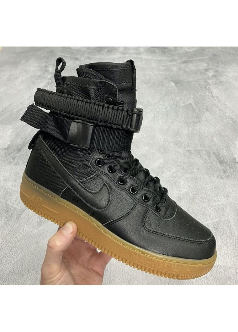 КРОССОВКИ ЖЕНСКИЕ NIKE SPECIAL FLED AIR FORCE 1 BLACK BEIGE 2 НАЙК No Brand чёрные демисезоны (369389355)