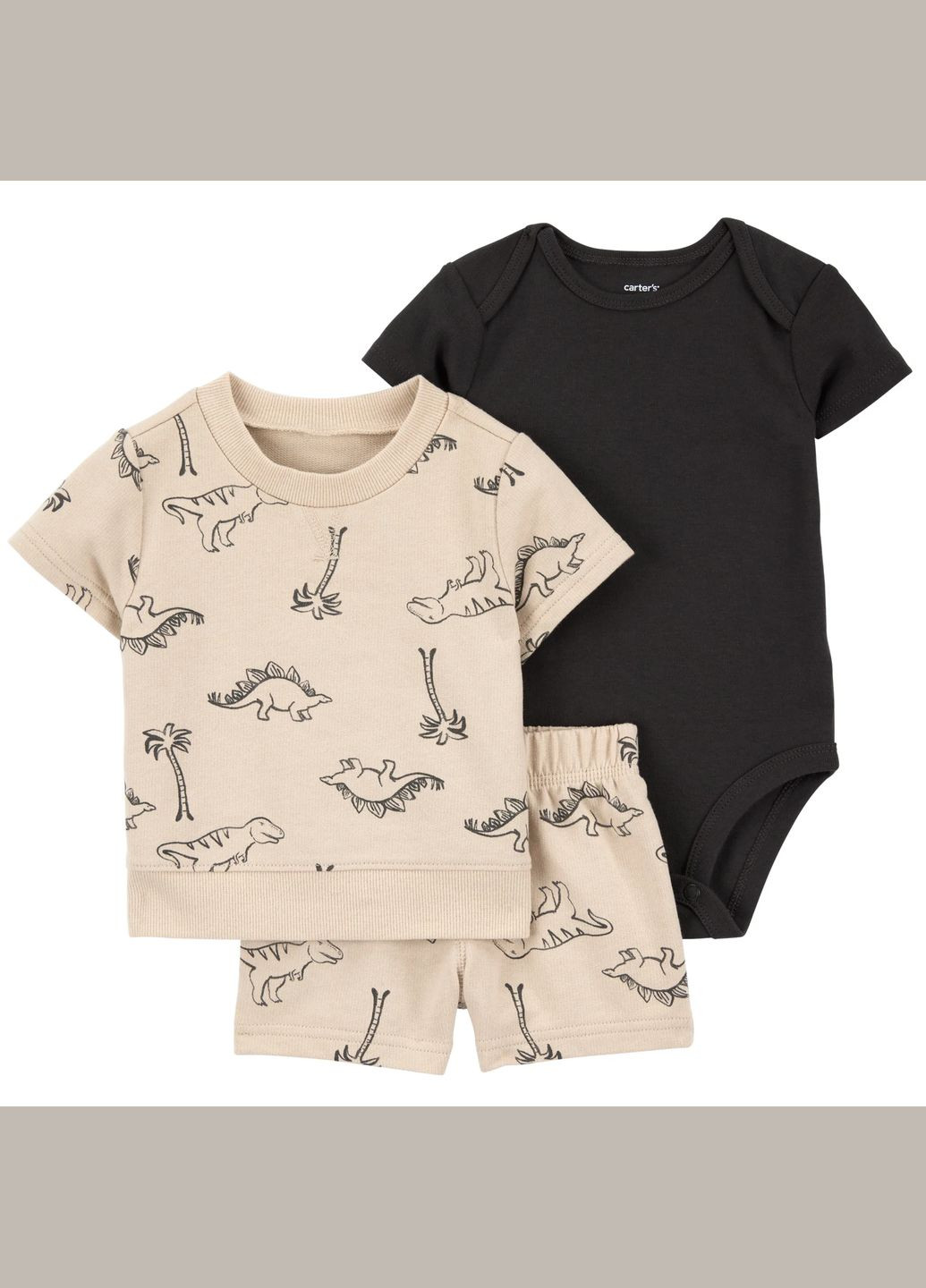 Коричневый летний комплект 3в1 боди, футболка, шорты для мальчика 81-86 см (1s490210_24m) Carter's