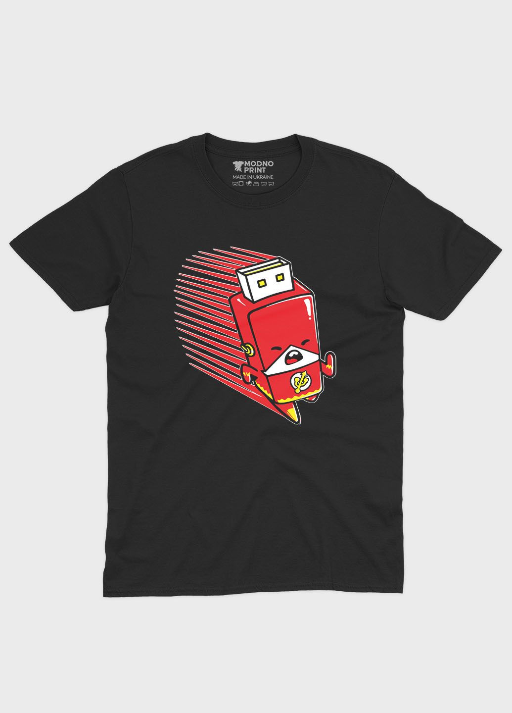 Черная демисезонная футболка для мальчика с принтом супергероя - флэш (ts001-1-bl-006-010-004-b) Modno